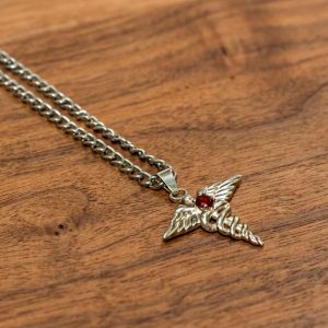 Dije Caduceo con piedra